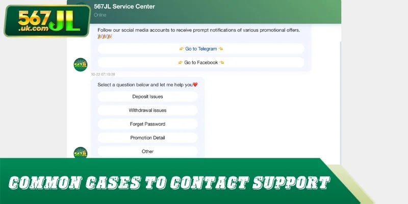 Common cases requiring support assistance