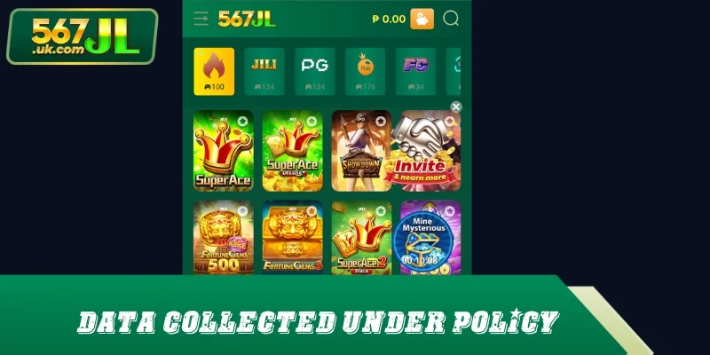 Data categories collected under the privacy policy