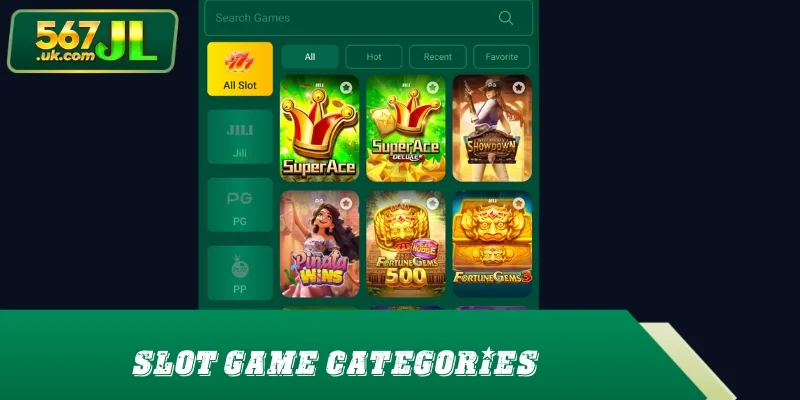 Slot Game categories and top titles