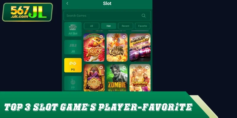 Top 3 player-favorite slot titles at category