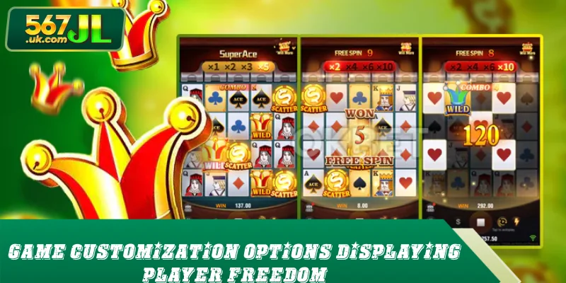 Game customization options displaying player freedom
